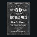 50. Geburtstagsparty - Chalkboard Schwarz-weiß Einladung<br><div class="desc">50. Geburtstagsfeier Einladung. Elegantes Retro-Design in Schwarz/Weiß mit Chalkboard-Muster.</div>