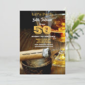 50. Geburtstagsparty, Cocktails & Zigarren Einladu (Stehend Vorderseite)