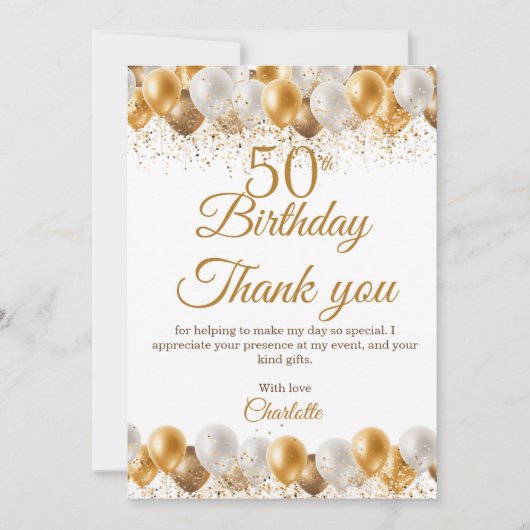 50. Geburtstagsparty Dankeskarte (Vorderseite)