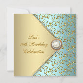50. Geburtstagsparty der aquamarinen Perlenfrauen Einladung (Vorderseite)