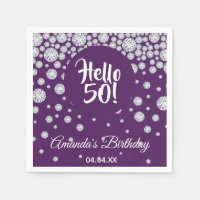 50. Geburtstagsparty Diamanten auf lila Hallo 50