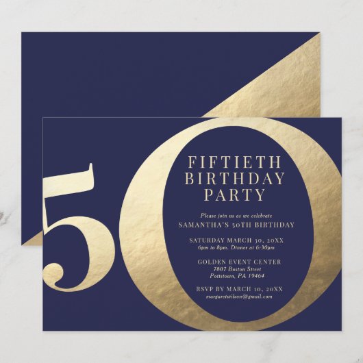 50. Geburtstagsparty Einladung (Vorne/Hinten)