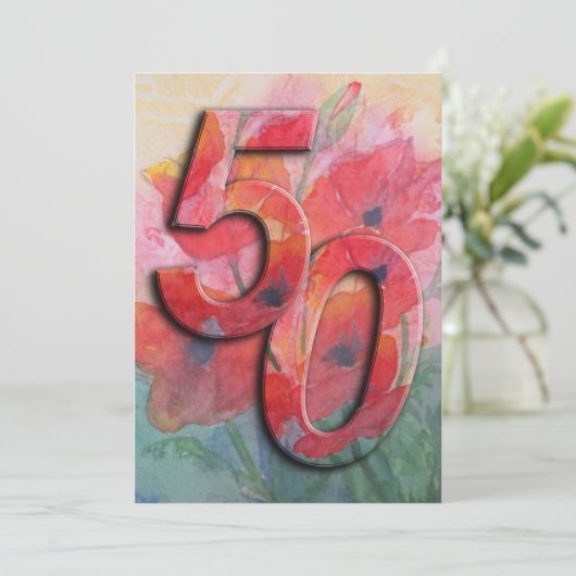 50. Geburtstagsparty Einladung (Stehend Vorderseite)