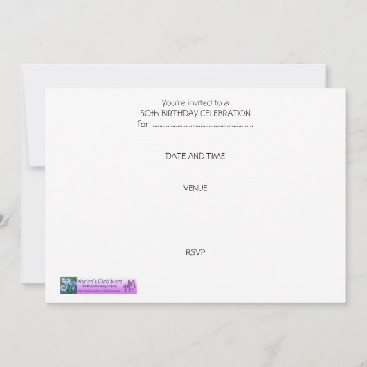 50. Geburtstagsparty Einladung (Rückseite)
