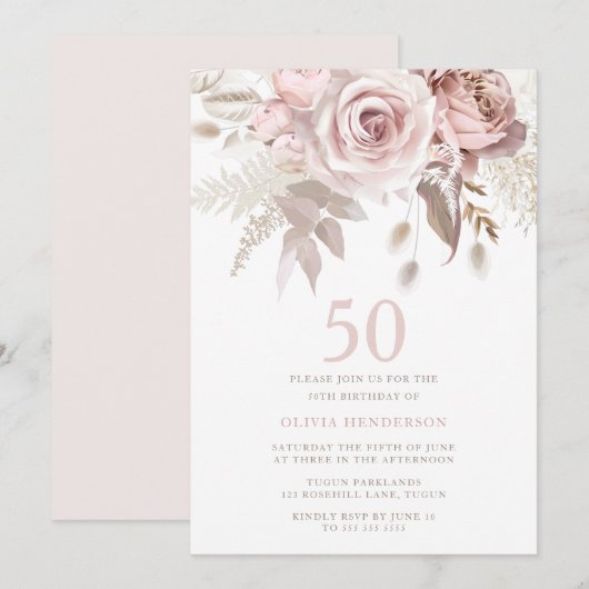 50. Geburtstagsparty Einladung (Vorne/Hinten)