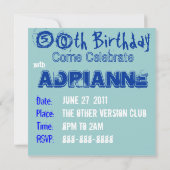 50. Geburtstagsparty Einladung (Rückseite)