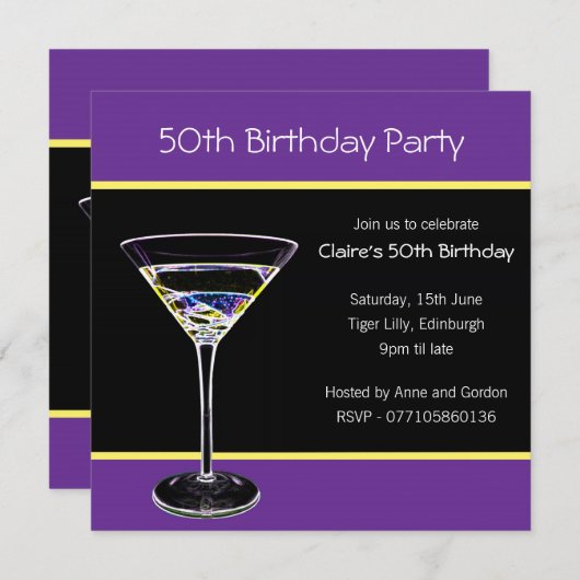 50. Geburtstagsparty Einladung (Vorne/Hinten)