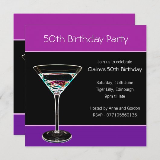 50. Geburtstagsparty Einladung (Vorne/Hinten)