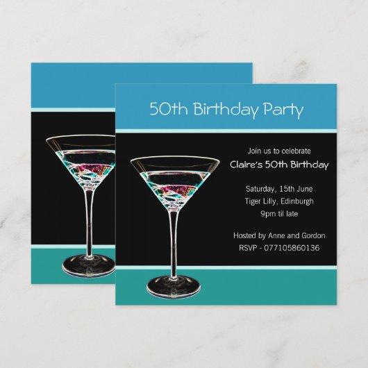 50. Geburtstagsparty Einladung (Vorne/Hinten)