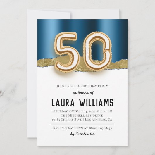50. Geburtstagsparty Einladung (Vorderseite)