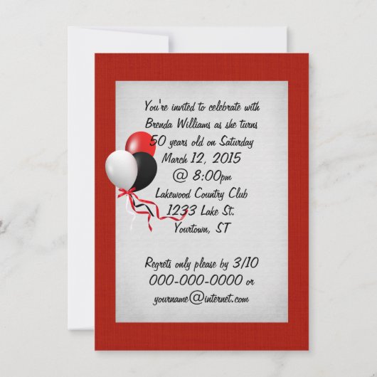 50. Geburtstagsparty Einladung (Rückseite)