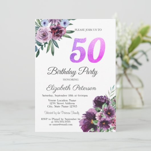 50. Geburtstagsparty Einladung (Stehend Vorderseite)