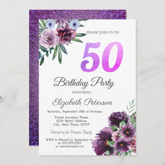 50. Geburtstagsparty Einladung (Vorne/Hinten)