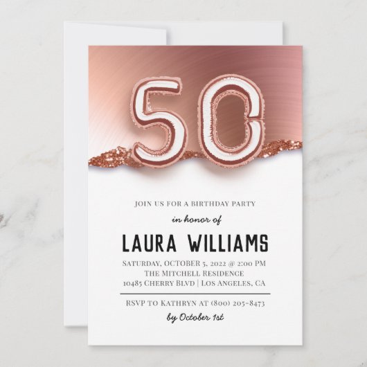 50. Geburtstagsparty Einladung (Vorderseite)