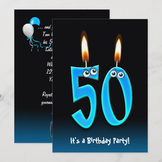 50. Geburtstagsparty Einladung (Vorne/Hinten)