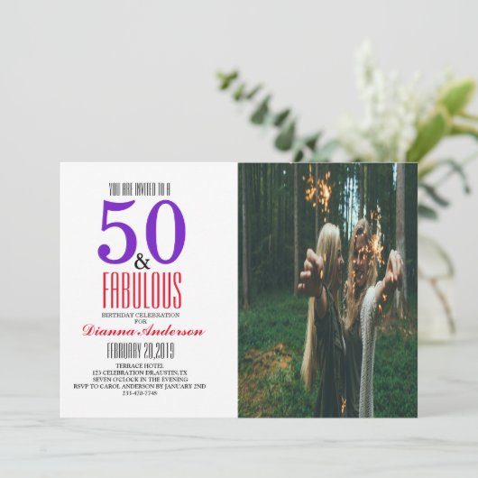 50. Geburtstagsparty Einladung (Stehend Vorderseite)