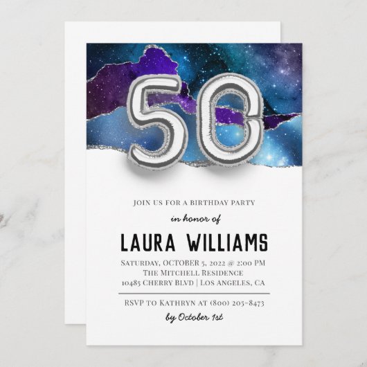 50. Geburtstagsparty Einladung (Vorne/Hinten)