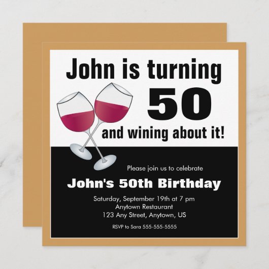 50. Geburtstagsparty Einladung (Vorne/Hinten)