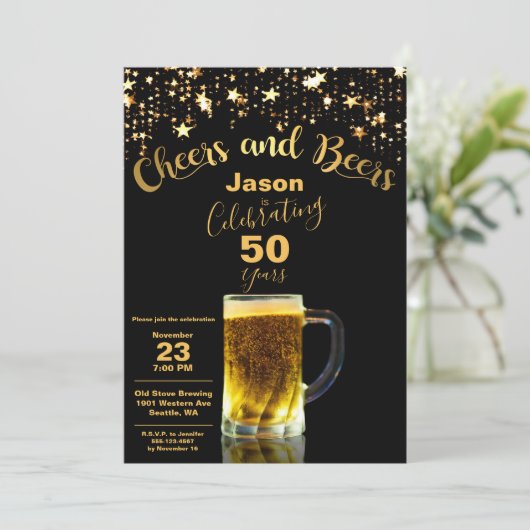 50. Geburtstagsparty Einladung (Stehend Vorderseite)