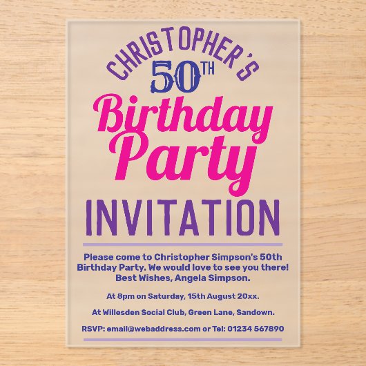 50. Geburtstagsparty Einladung (Vorderseite)