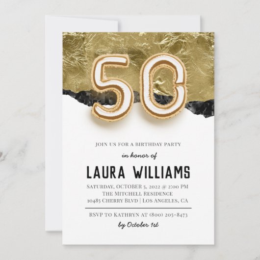 50. Geburtstagsparty Einladung (Vorderseite)