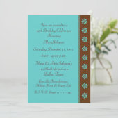 50. Geburtstagsparty Einladung Aqua und Brown (Stehend Vorderseite)