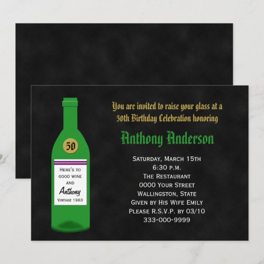 50. Geburtstagsparty Einladung Chalkboard (Vorne/Hinten)