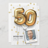 50. Geburtstagsparty Einladung Erwachsene Gold Bal (Vorne/Hinten)