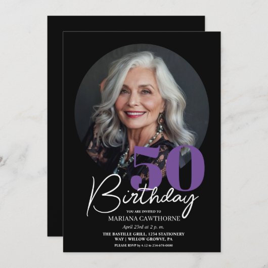 50. Geburtstagsparty Einladung Foto 50. Geburtstag (Vorne/Hinten)