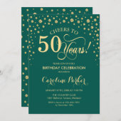 50. Geburtstagsparty Einladung - Gold Green (Vorne/Hinten)