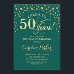 50. Geburtstagsparty Einladung - Gold Green<br><div class="desc">50. Geburtstagsfeier Einladung. Elegantes Design mit Imitaten Glitzer Gold und Grün. Feiert bis 50 Jahre! Nachricht,  wenn Sie weitere Anpassungen benötigen.</div>