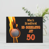 50. Geburtstagsparty Einladung - Golf - Sizzling! (Stehend Vorderseite)