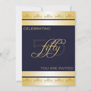 50. Geburtstagsparty Einladung in Blau