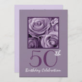 50. Geburtstagsparty Einladung Lilac Lila Rose (Vorne/Hinten)