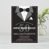 50. Geburtstagsparty Einladung, Tuxedo Einladung (Stehend Vorderseite)