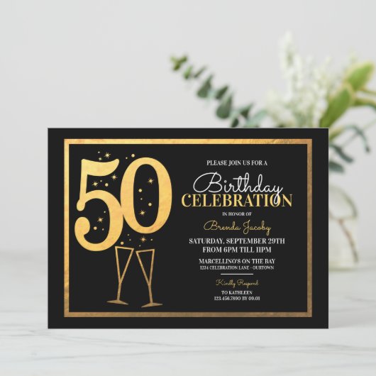 50. Geburtstagsparty Einladungen (Stehend Vorderseite)