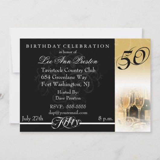50. Geburtstagsparty Einladungen (Vorderseite)