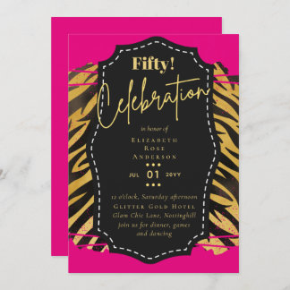 50. Geburtstagsparty Einladungen Glitzer Glamour