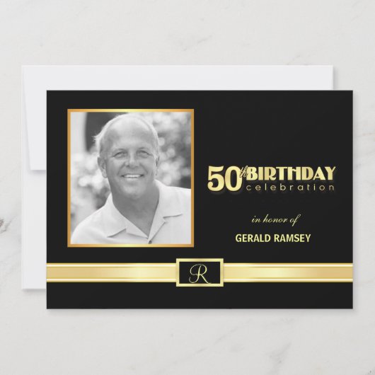 50. Geburtstagsparty Einladungen mit Foto (Vorderseite)