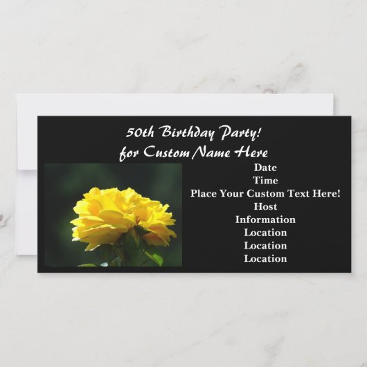 50. Geburtstagsparty! Einladungen Schwarz-Gelb-Ros (Vorderseite)