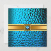 50. Geburtstagsparty Elegant Aquamarin Gold Einladung (Rückseite)