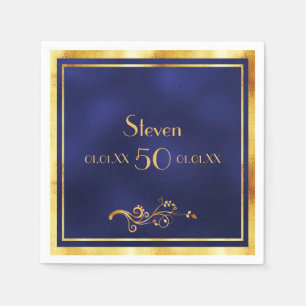 50. Geburtstagsparty elegant blau und gold Serviette