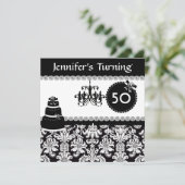50. Geburtstagsparty Elegant BLING DAMASKInvitatio Einladung (Stehend Vorderseite)