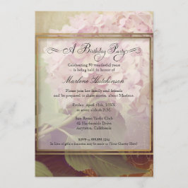50. Geburtstagsparty Elegant Floral Hydrangeas Einladung