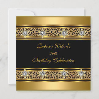 50. Geburtstagsparty Elegant Gold Black Leopard Einladung