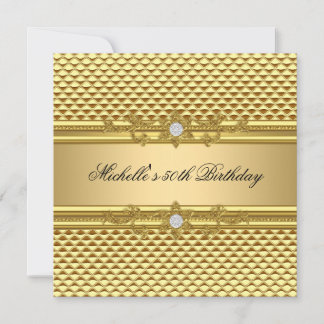 50. Geburtstagsparty Elegant Gold Diamond Jewel Einladung