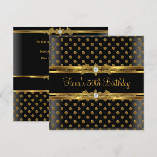 50. Geburtstagsparty Elegant Gold Spot Black Jewel Einladung