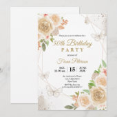 50. Geburtstagsparty Elegantes Blumengeflecht Einladung (Vorne/Hinten)