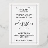 50. Geburtstagsparty — Elegantes Script + Individu Folieneinladung (Rückseite)