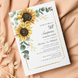 50. Geburtstagsparty Eukalyptus Sonnenblumen Einla<br><div class="desc">Eukalyptus Sonnenblume Blumenschrift 60. Geburtstag Einladung können Sie leicht mit Ihren Party-Details,  indem Sie auf die Schaltfläche "Personalisieren". Mit leuchtend gelben Blumen und Grün sukkulent mit einem geometrischen Rahmen aus Goldfolie und modernen Typografie</div>